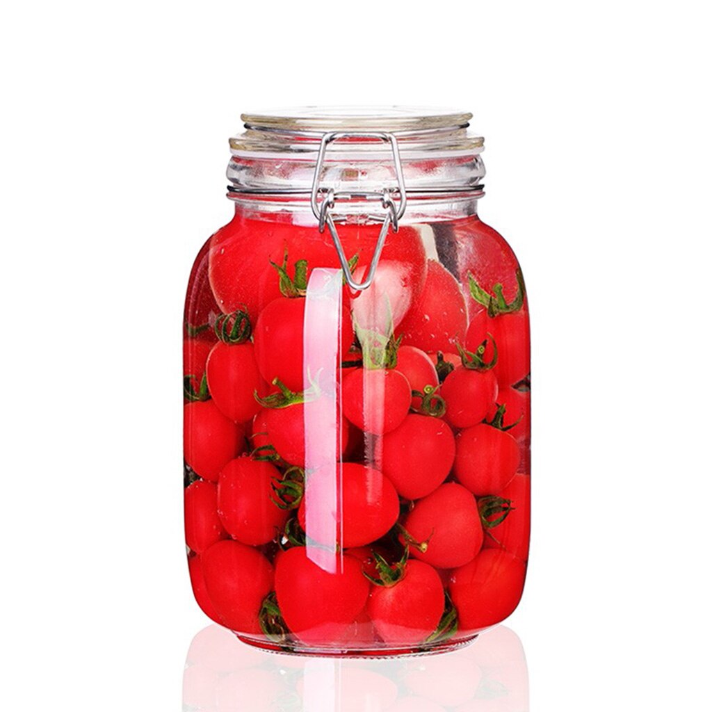 Thick Glass Kitchen Storage Jars Canister Jars with Clear Lid Container: Square 1500ML