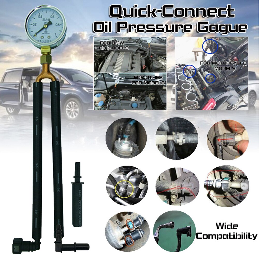 General Automobile Gasoline Pressure Gauge Oil Pressure Gauge Fuel Pressure Gauge Test Meter Test Gasoline Pressure Tool Quick-C