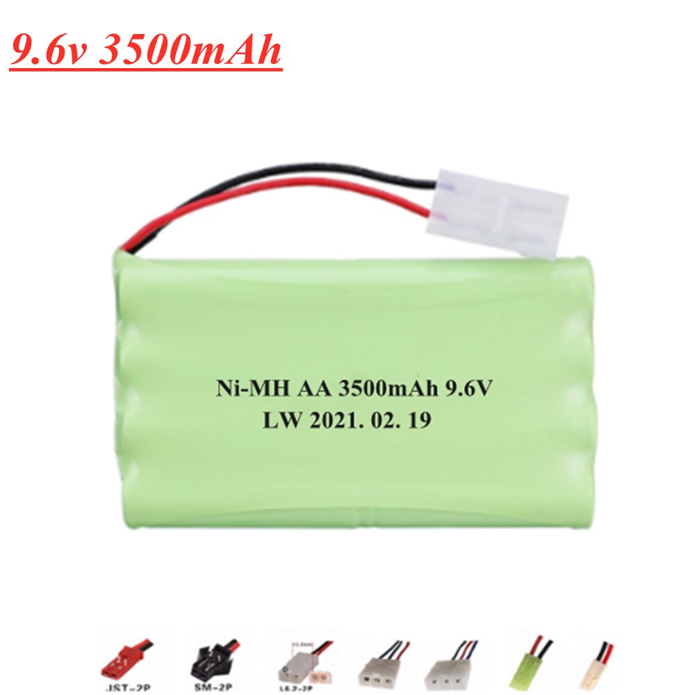 9.6V 3500Mah Ni-Mh Batterij Voor Rc Speelgoed Auto Tanks Treinen Robot Boot Gun Gereedschap 9.6V 3000Mah mimh Batterij Oplader 5in1 Kabel Set: Goud