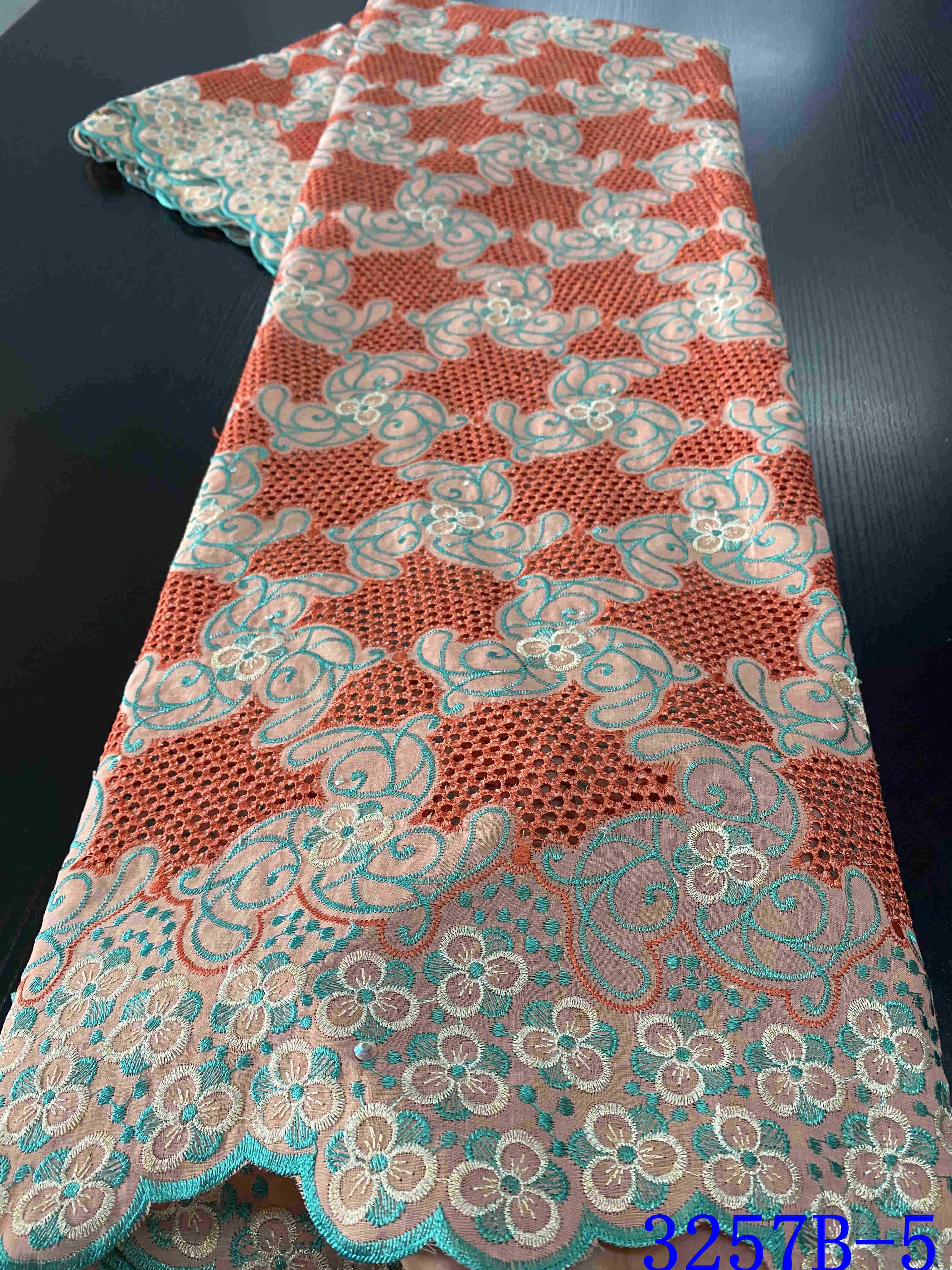 African Dry Voile Lace In Switzerland Stoned Nigerian Lace Fabrics Lace For Dress Cotton Lace Fabric YA3257B-5