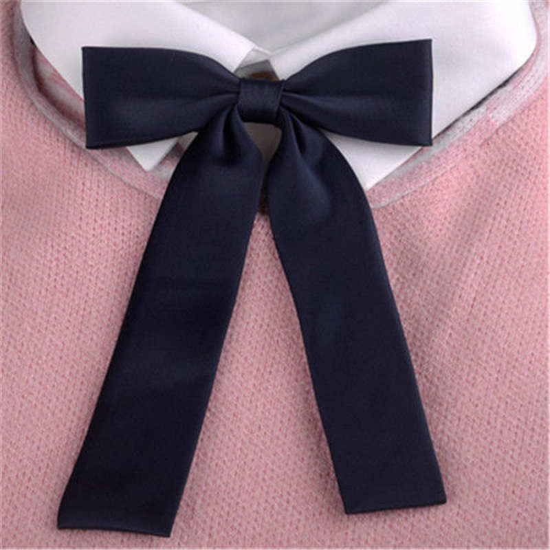 Kawaii – nœud papillon Long de couleur unie pour femmes, pour écolières japonaises, uniforme d&#39;étudiant JK, cravate Cosplay Lolita Gravata Borbolet: Navy