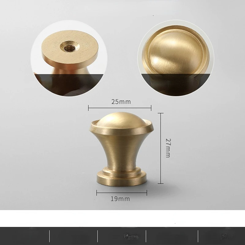 Brass Furniture Handles for Cabinets and Drawers Golden Bright Round Brushed Nordic Luxury Wardrobe Dresser Pull Door Knobs: Chocolate