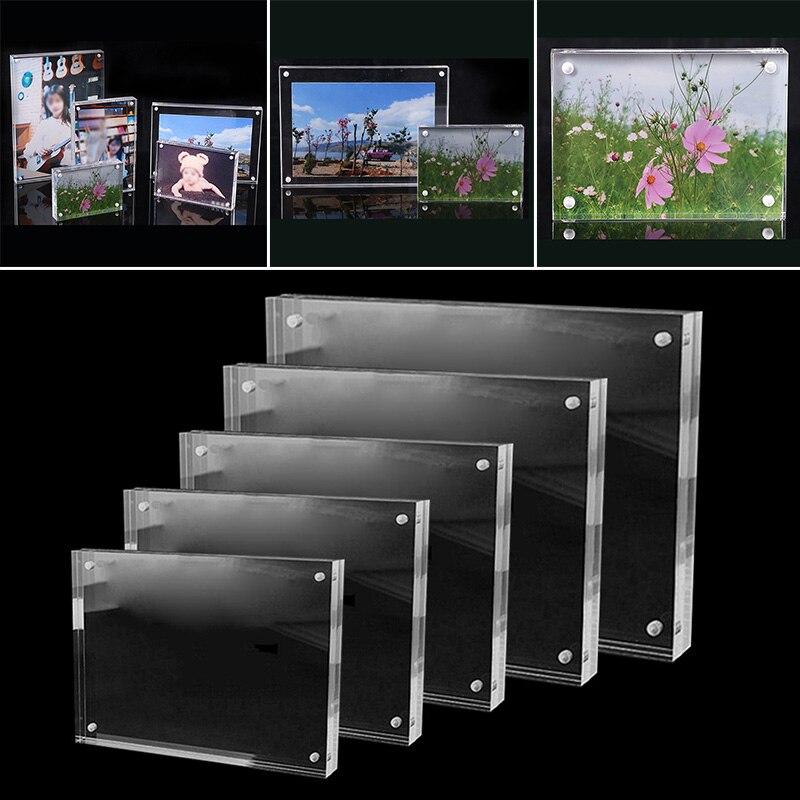 1*Photo Frame Non-toxic Right Angle Acrylic Photo Frame Set Thickness 0.8+0.8cm Price Tag Multi-functional Display