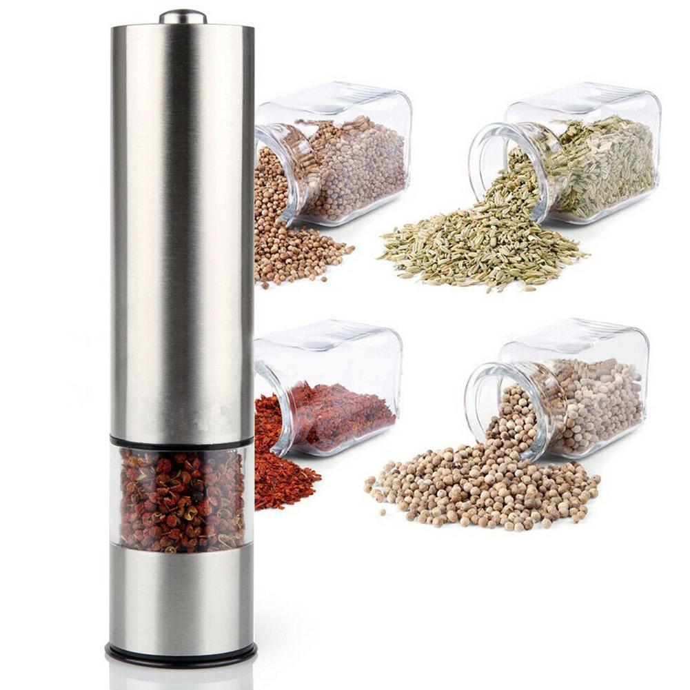 Elektrische Zout Peper Grinder Met Metalen Stand Automatische Accessoires Roestvrijstalen Keuken Peper Spice Shaker Molen
