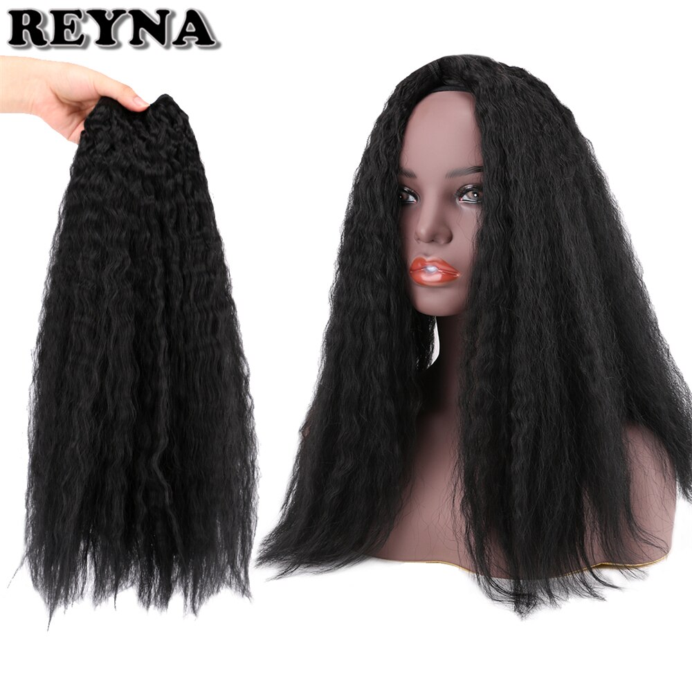 Kinky straight hair extensions 210 gram/lot syntetisk hårvev bunter yaki straight