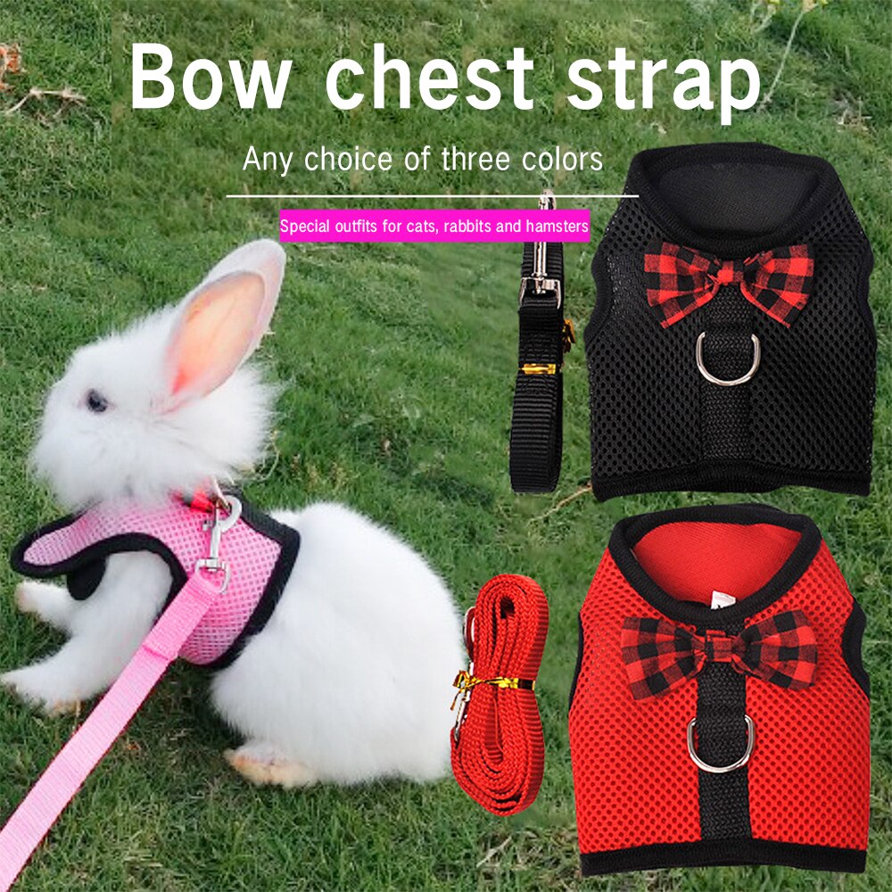 Pet Accessories Rabbits Hamster Vest With Leas Bunny Mesh Chest Strap Harnesses Ferret Guinea Pig Small Animals 3 colors