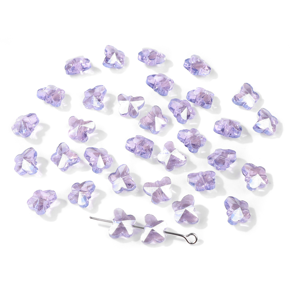 30 Uds. Cuentas de cristal checo de mariposa, abalorios de Color AB, cuentas espaciadoras facetadas sueltas para fabricación de joyería, pendientes hechos a mano DIY: Blanco