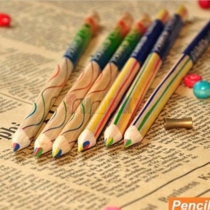 100pc/lot Woodless color Pencil Rainbow Colour Drawing Pencil 4 color in 1 Art Supplies paniting set Painting children draw set