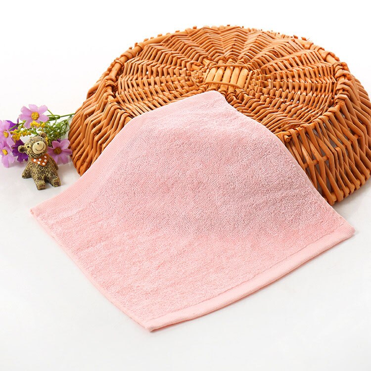 2pcs Kindergarten Kids Children Solid Color Skin-friendly Handkerchiefs Bamboo Fiber Wash Face Hand Towel FS0587: pink