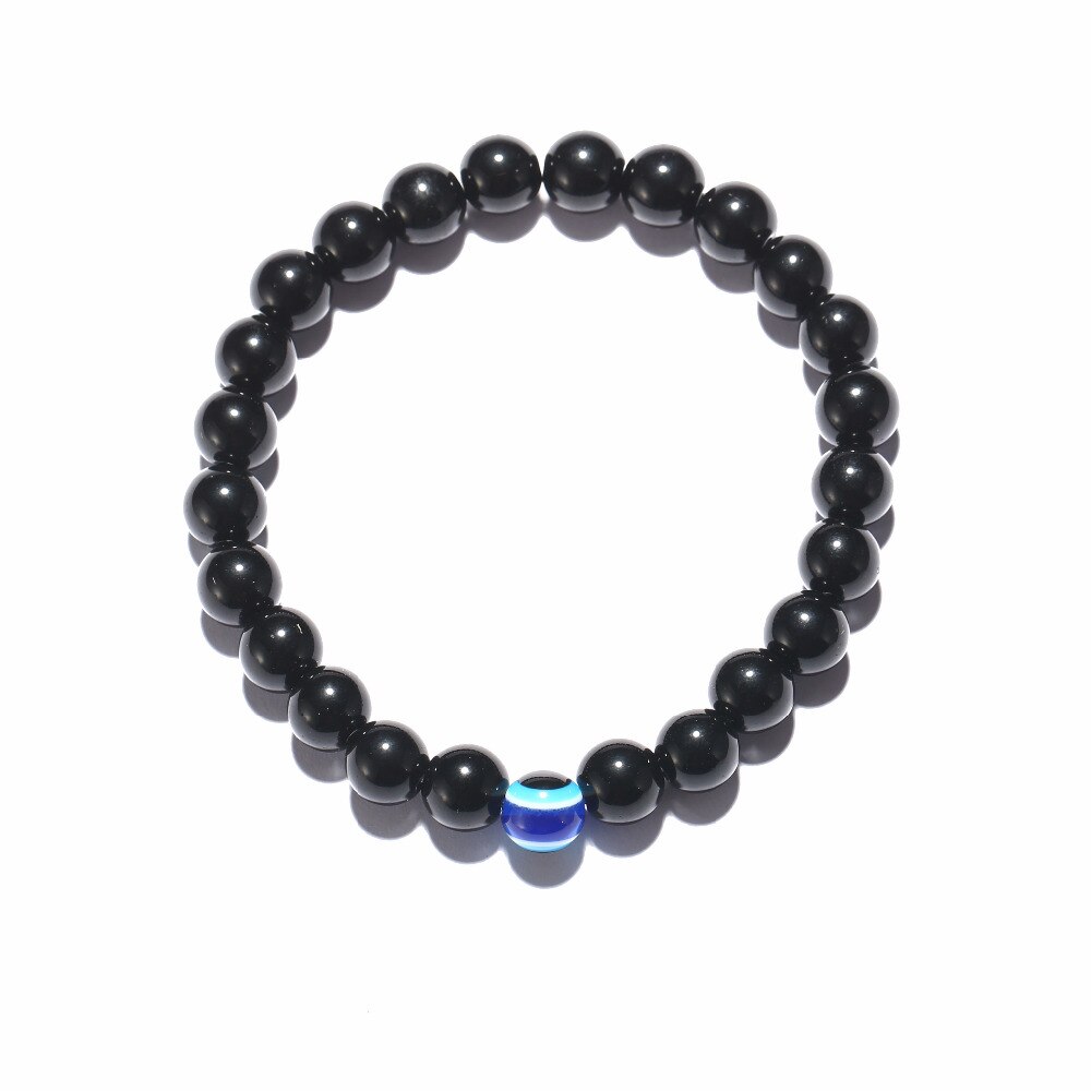 3 taille turc mauvais yeux Bracelet noir pierre naturelle perles obsidienne hommes Braslet pour homme Yoga main bijoux accessoires