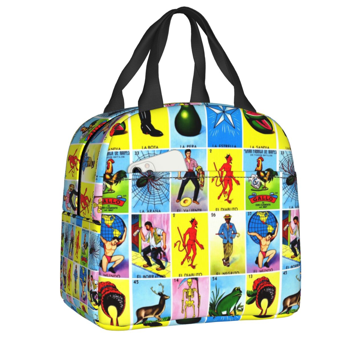 Custom La Maceta Flower Pot Loteria Card Mexican Bingo Lottery Insulated Lunch Bag for Women Leakproof Thermal Cooler Bento Box