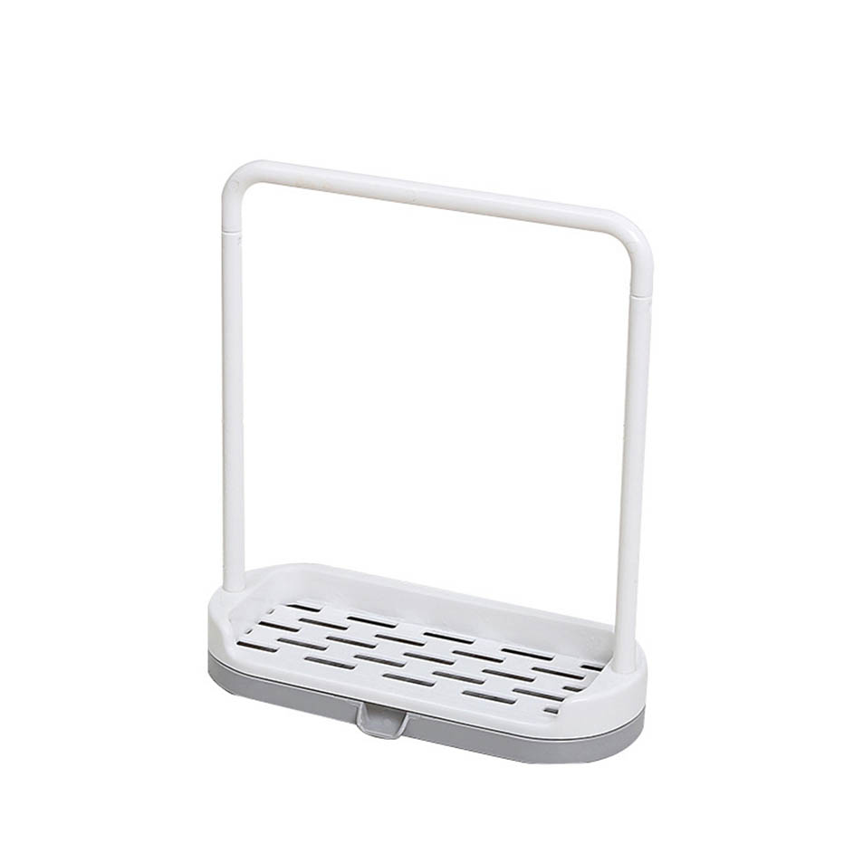 Kitchen Storage Rack Towel Sponge Drain Racks Rag Dishcloth Hanging Rack Bathroom Soap Holder Sink Desktop Organizer: gray