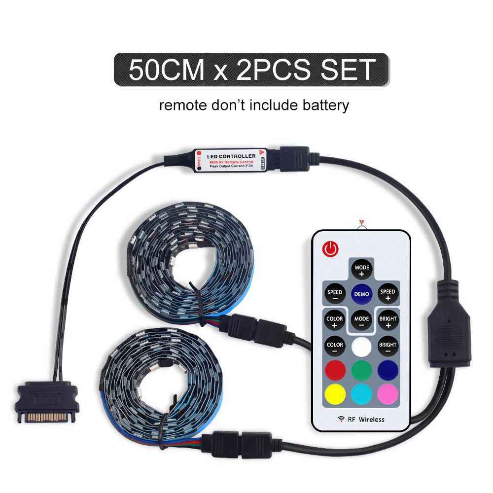 PC Computer fallen FÜHRTE Streifen Licht RGB LED Streifen 5050 Vollen Satz mit SATA Netzteil Schnittstelle und Fernbedienung: 50CM X 2 einstellen