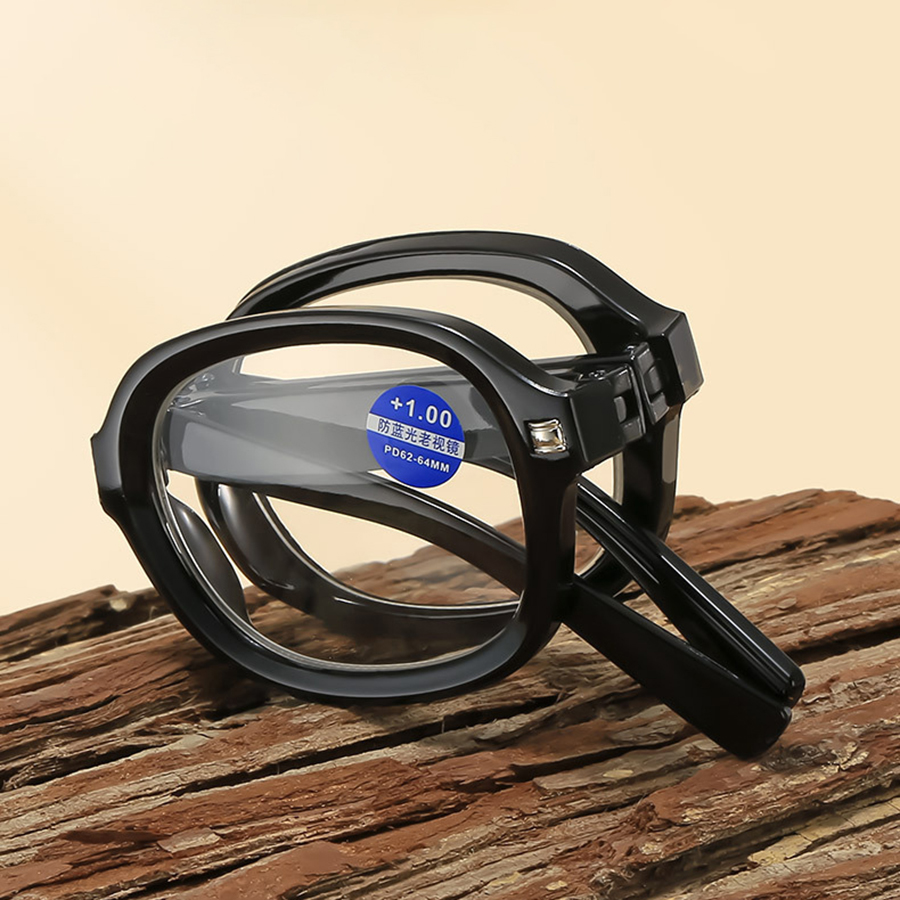 Mode Opvouwbare Leesbril Mannen Brillen Vrouwen Retro Elliptische Anti Blauw Licht Afgewerkt Recept Lenzenvloeistof + 1.0 + 1.5