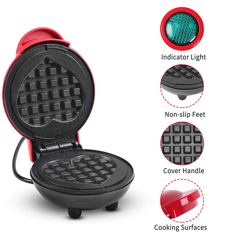 Cuppedia-Mini gofrera en forma de corazón para el hogar, 220V o 110V, novedad