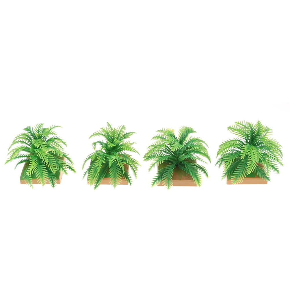 2PCS Miniature Plant Model Simulation Imitative Tree Shrub+Base Pedestal For Sand Table Building Architectural Model