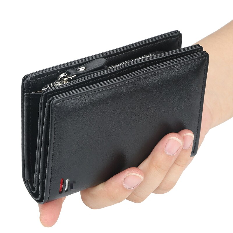 short Men wallets card purse Multifunction organ leather wallet for male zipper wallet with coin pocket