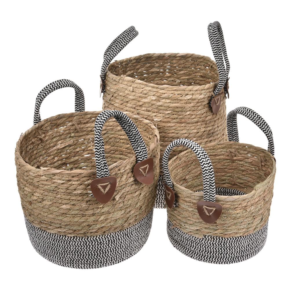 Foldable Storage Basket Natural Seagrass Rattan Straw Wicker Folding Flower Pot Baskets Garden Planter Laundry Supplier