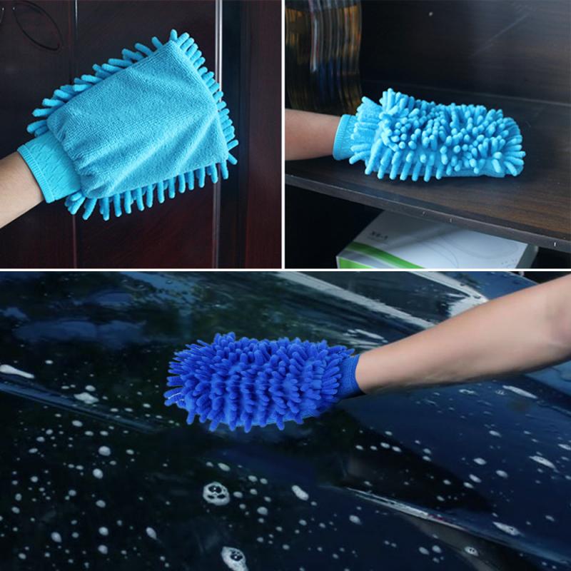 Double Sided Microfiber Washing Hand Gloves Car Window Dust Cleaning Glove Household Cleaning Towel Kitchen Accessories