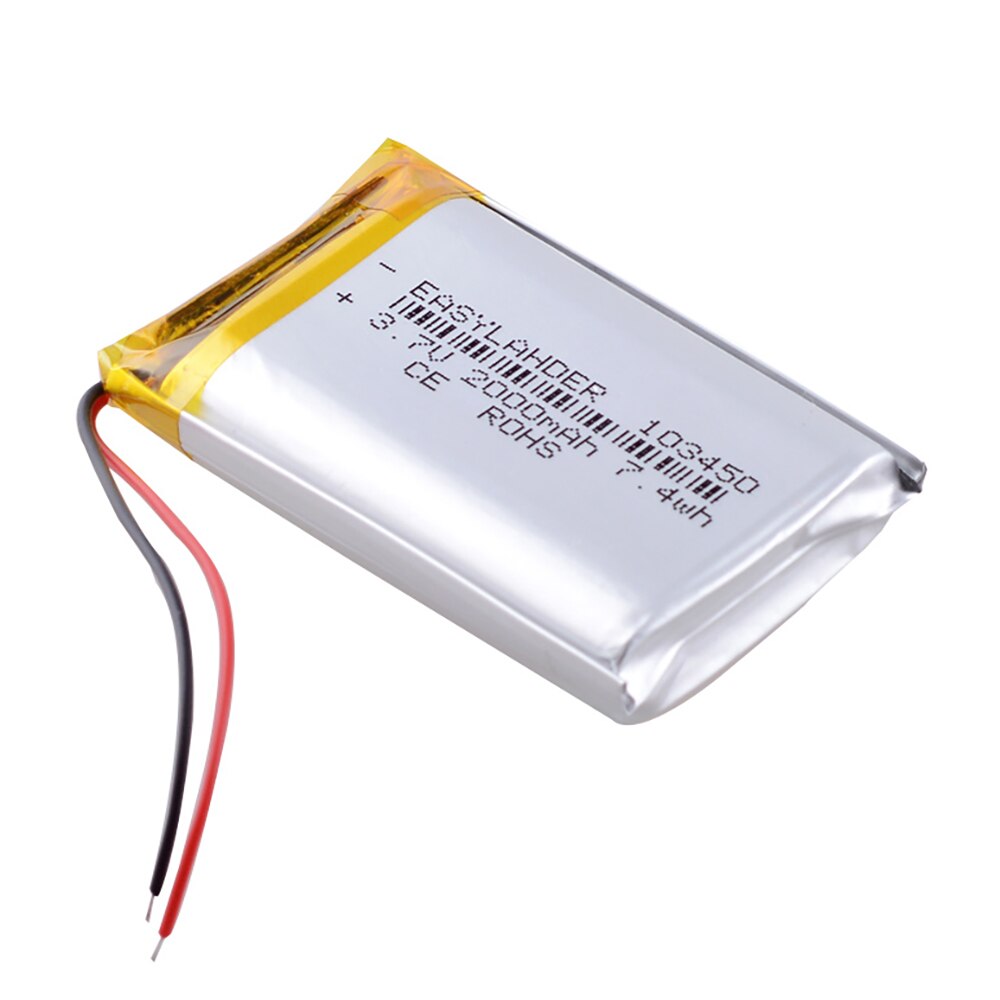 3,7 V 2000mAh 103450 Lipo Polymer Lithium Batterie Navigator DVR GPS Kamera JST PH 2,0mm 2pin PS4 LIP1522