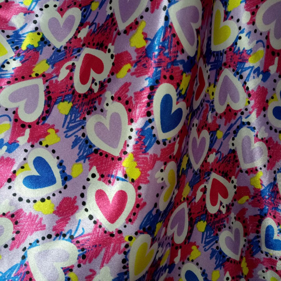 Dekoration blankt stof dejligt hjerte trykt charmeuse stof polyester tilda håndværk tørklæde bånd materiale satin stoffer