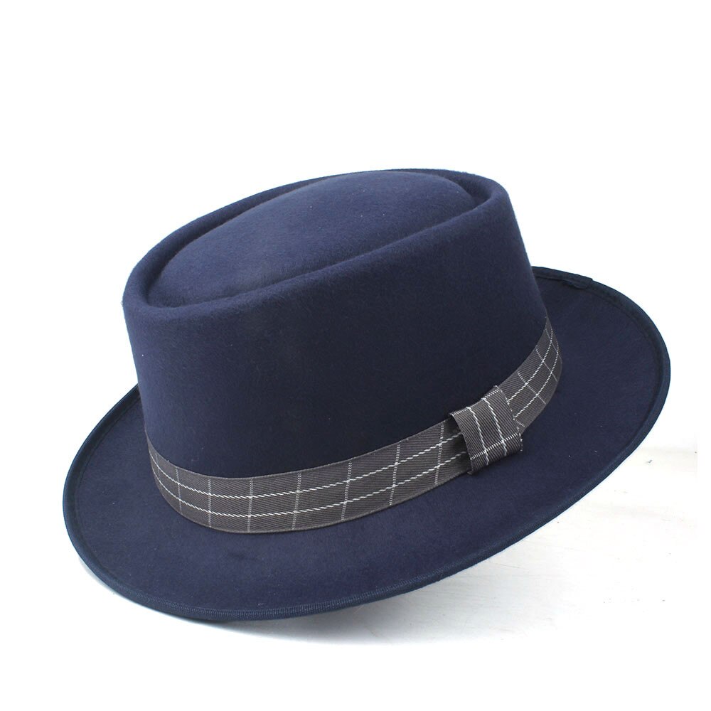 Men Women Pork Pie Hat Dad Wool Fedora Hat Trilby Hat Dance Party Hat: Dark Blue
