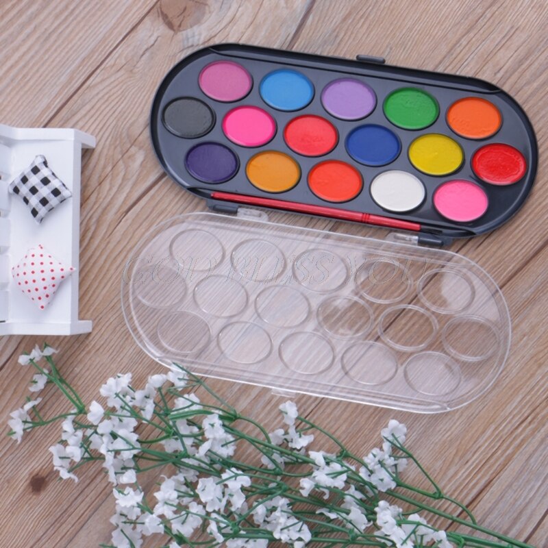 Colorful 16PCS Watercolor Palette Brush Set Painting Tray Craft Drawing Art Mini Kid