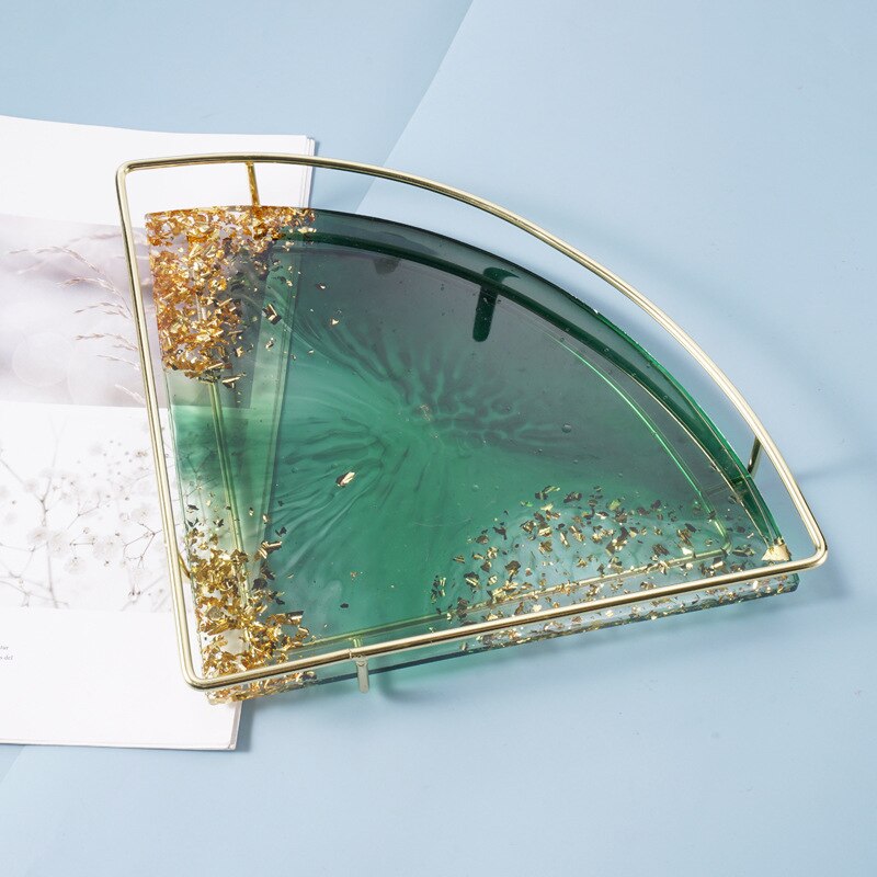 Gør-det-selv silikone bakke forme epoxy harpiks coaster form uregelmæssig blonde harpiks dekorativ frugtbakke hylde metal beslag ornament