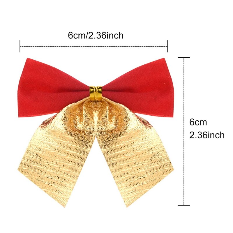 48 stuks kerstlinten, strikken, ornamenten, kerstboomdecoratie, cadeaus, inpakmateriaal, knutselspullen ((4 kleuren)