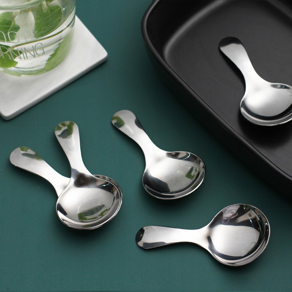 Cute Stainless Steel Spoon Short Handle Sugar Salt Spice Spoon Condiment Tea Coffee Scoop Small Kids Spoon Kitchen Tools