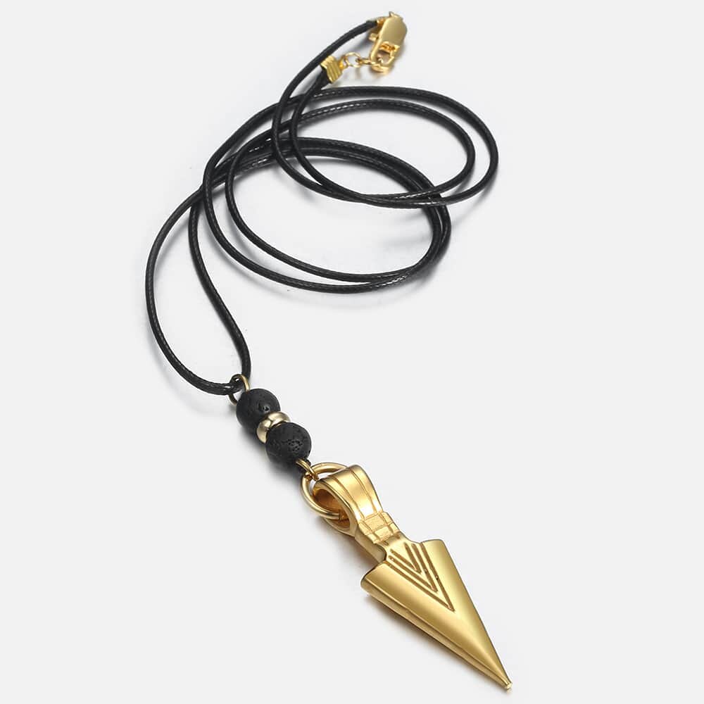 Collier homme Unique argent acier inoxydable flèche pendentif mat noir verre perlé collier mâle bijoux directe DNM07: DN46