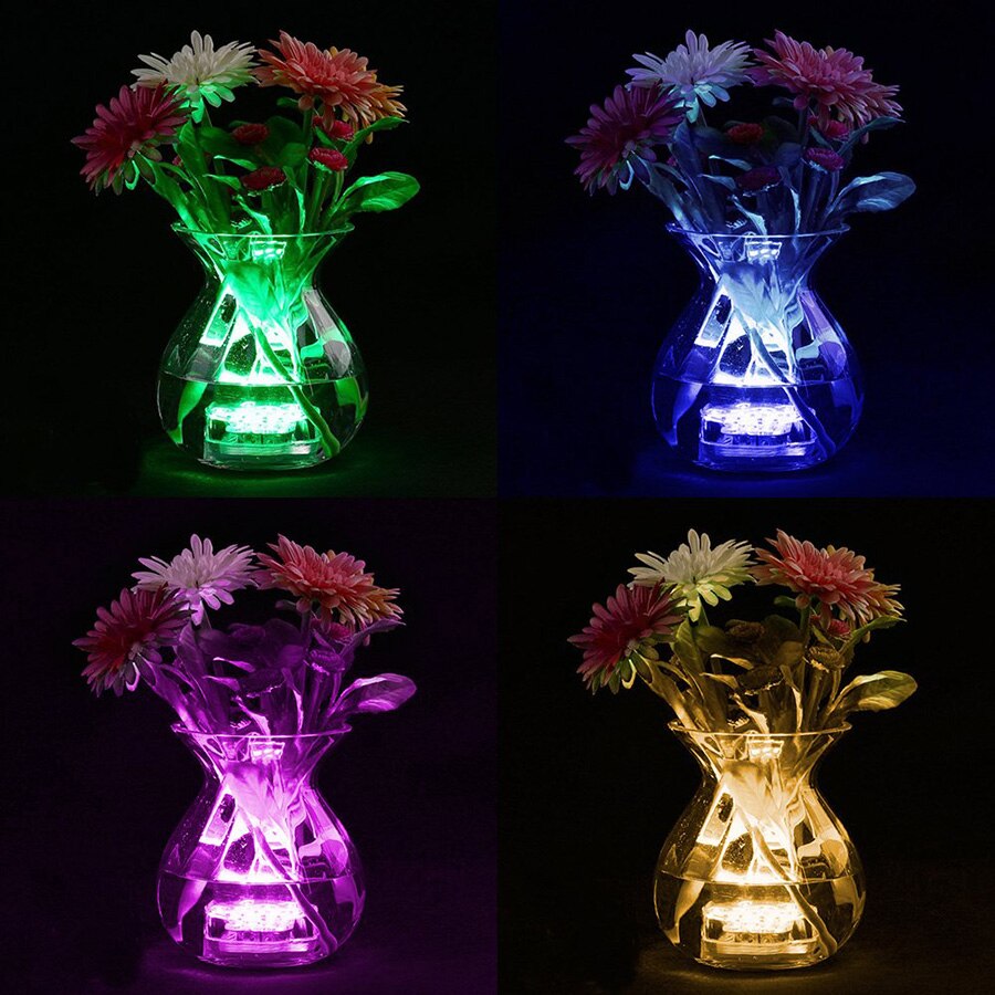 13 ledet fjernstyret rgb nedsænket lys batteridrevet undervands natlampe udendørs vase skål have fest dekoration