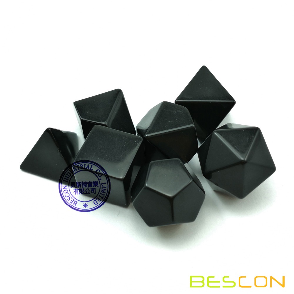 Bescon Blank Polyhedral Rpg Dobbelstenen Set 42 Pcs Artist Set, effen Zwart En Wit Kleuren In Complete Set Van 7, 3 Sets Voor Elke Kleur