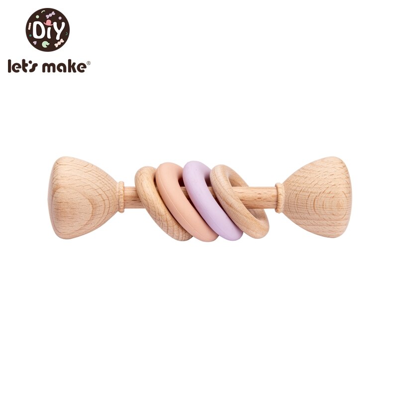 Let's make 5pcs BPA Free Natural Beech Wooden Teething Rings Baby Toys Tiny Rod Baby Shower Montessori Play Gym Rattles: type 11