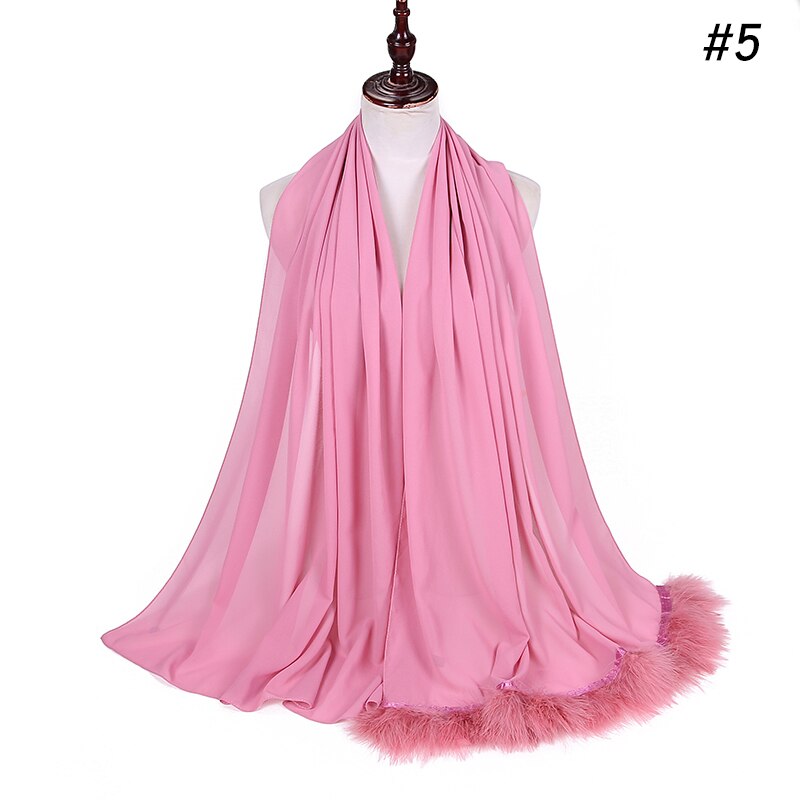 Veren chiffon sjaal hijab dons bubbelsjaal luxe populaire kwastjessjaals sjaal moslim sjaal 170 x 75cm: Kleur 5