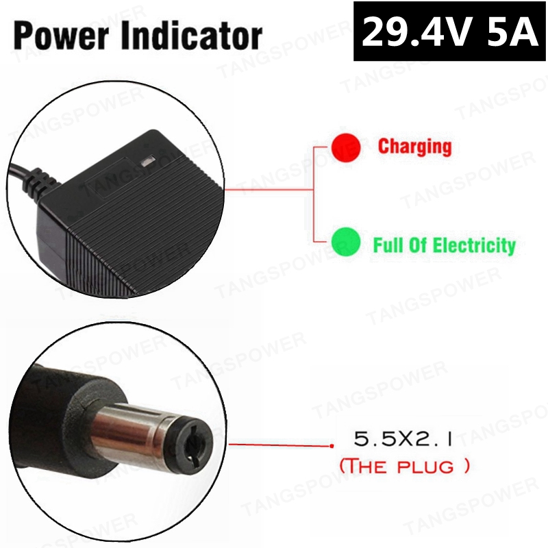 29.4V 5a Lithium Batterij Oplader Voor 24V 7Serie Li-Ion Batterij Pack Voor 29.4V Lithium Batterij Oplader 150W Snel Opladen: Donkergrijs / VS