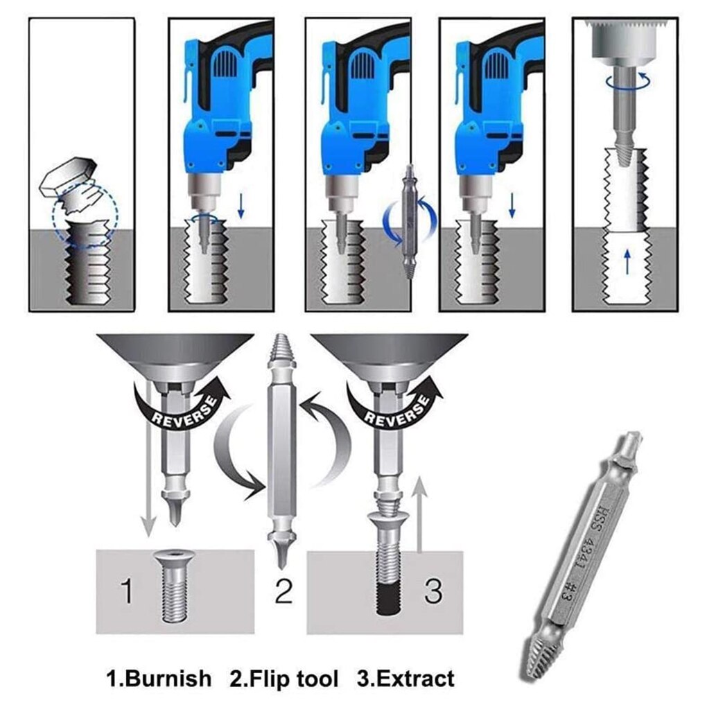 5pcs Damaged Screwdriver Broken Head Bolt Extractor Puller Woodworking Drill Bit Guide Kit Puller Screw Removal Tool Accessories