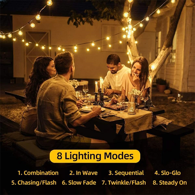 Solcelledrevne lyslenker utendørs  ip65 vanntette 60 led-lys med 8 moduser krystallkule julelys til hage, plen, veranda, dekor, camping