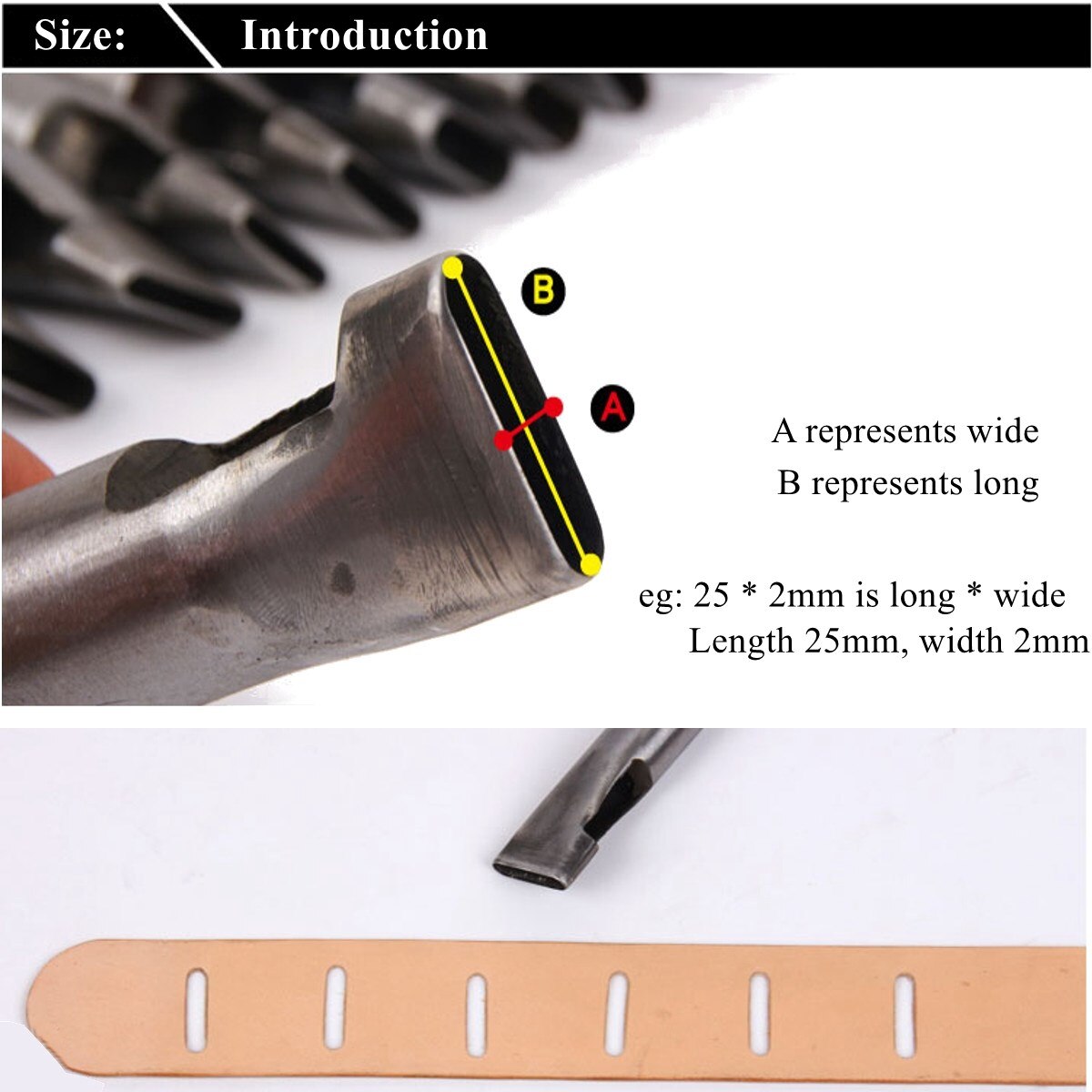 1PC 2x3-25mm Oval Shape Hole Punch Cutter Set Belt Watch Banding Gasket Hollow Leather DIY Tool Hole Punches Stitching