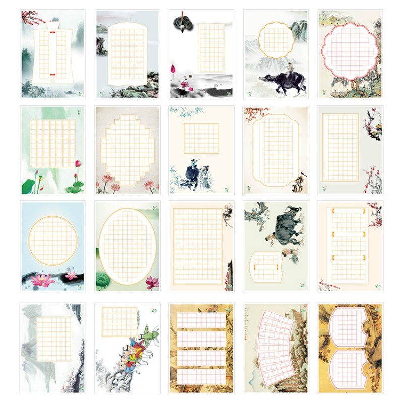 100 Sheets A4 Hard Pen Calligraphy Practice Writing Letter StationeryTian Zi Ge Fountain Pen Chinese Style Practice Paper