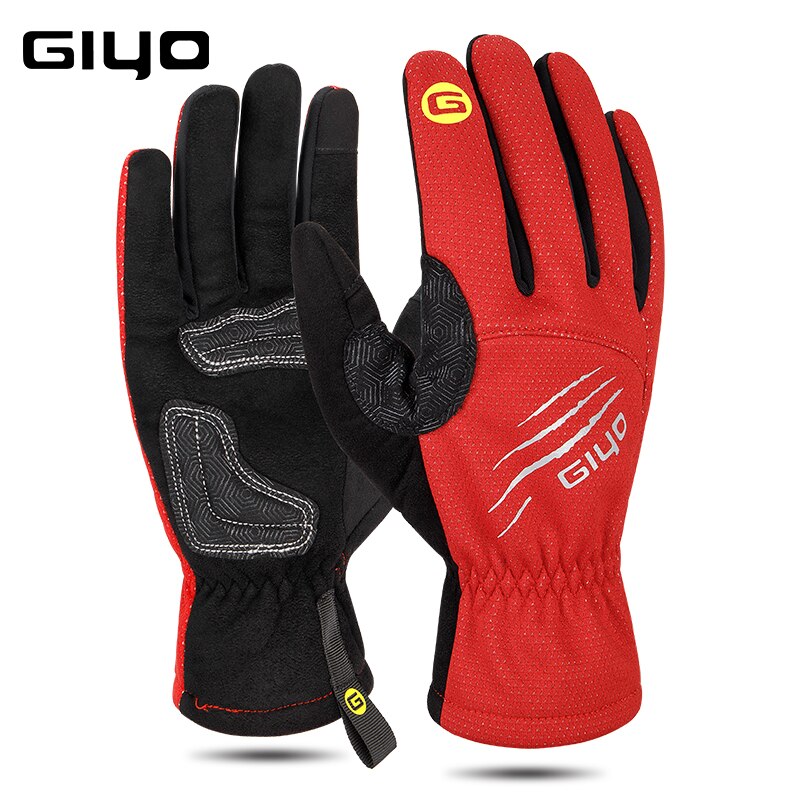 Giyo-guantes de invierno para hombre y mujer, equipo de ciclismo con almohadilla de Gel, de dedo completo, para bicicleta de montaña y motociclista, con pantalla táctil