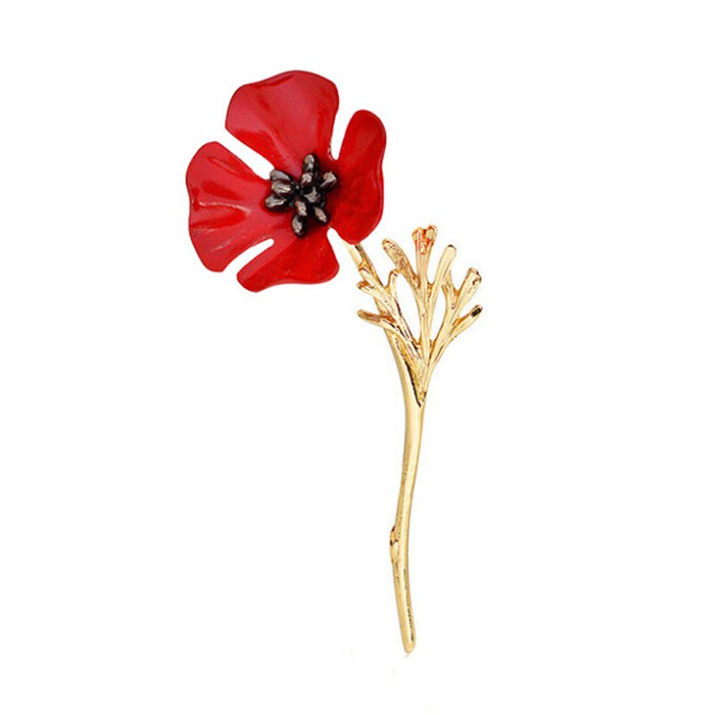 Nuttig Mode Rode Papaver Bloem Broche Vintage Kraag Pinnen Voor Vrouwen Mannen Sieraden Broches Pins: gold