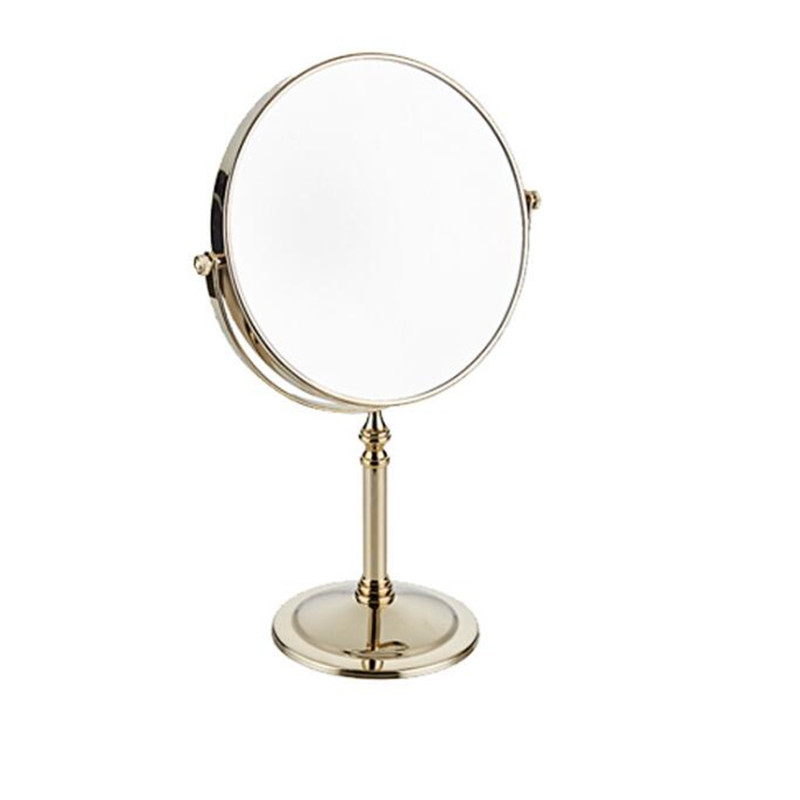 LIUYUE-miroir de maquillage , noir/Chrome en laiton, Style, 8 pouces, miroir de vanité, loupe de salle de bains rotative à 360 °: gold