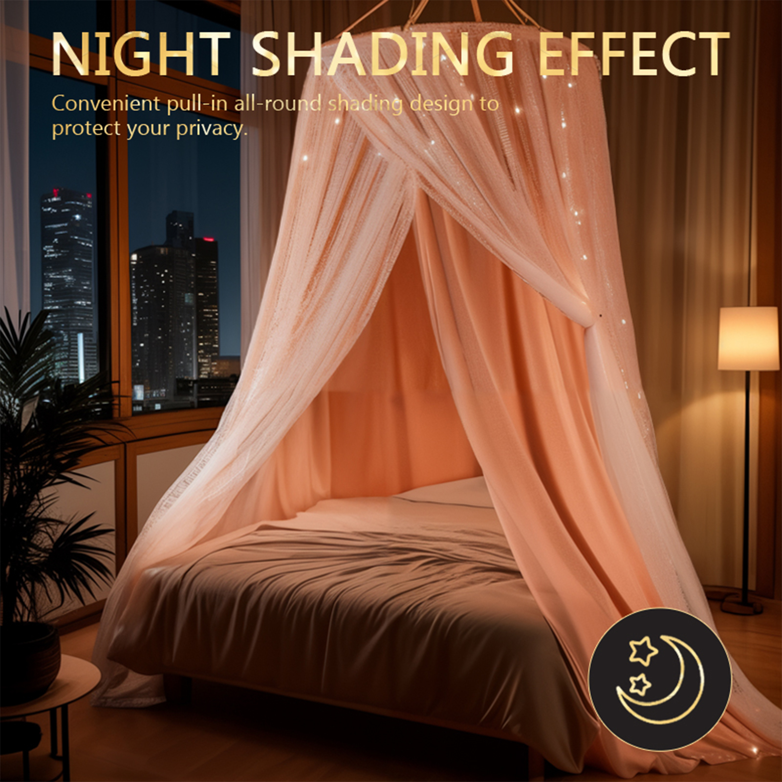 Toldo de cama para niñas y adultos, cortina de cama grande y de doble capa, cortinas con cúpula redonda, dosel de princesa de encaje