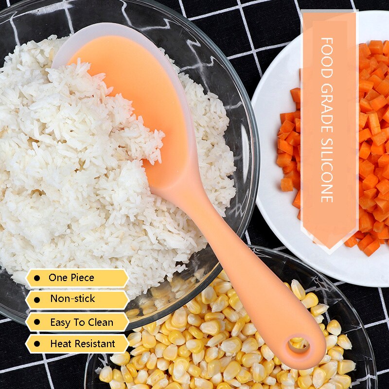 Silicone Rice Spoon Non Stick Paddle Heat Resistant Comfortable Grip Spoons for Rice Mashed Potato Kitchen Tool Kitchenware