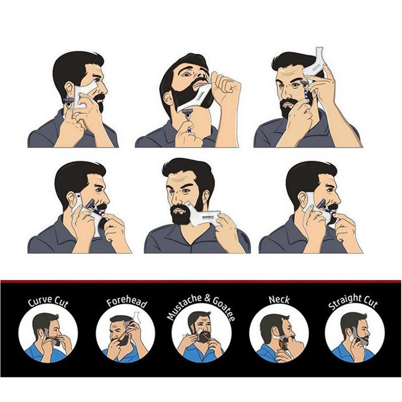 Styling Template Comb For Men Beard Shaping Beauty Tool For Hair Beard Trim Templates Ruler Combs Transparent Men Beards Combs