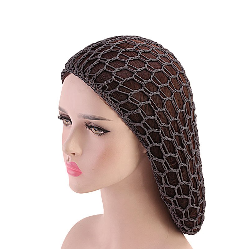 Women Ladies Soft Rayon Snood Hair Net Handmade Crocheted Hair Nets Mesh Breathable Hair Styling Hat Hatnight Cap Cheveux Femme: gray