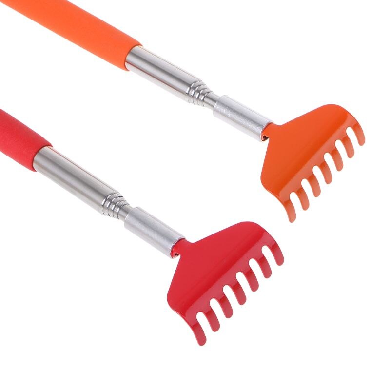 Verstelbare, uitschuifbare rugkrabber van roestvrij staal, telescopisch, anti-jeuk, flexibele klauw, rugkrabber, massagestok, willekeurige kleur