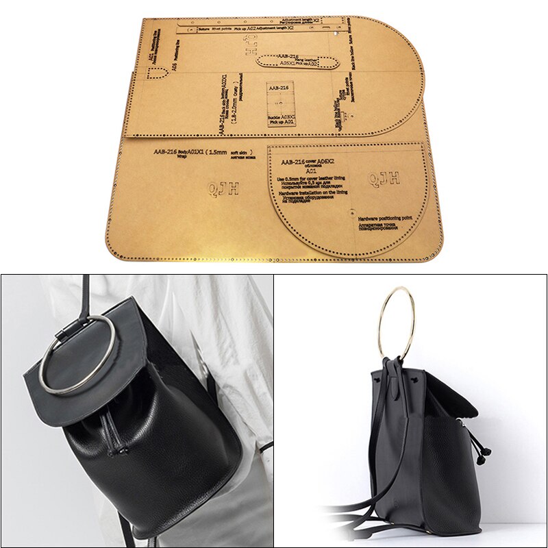 Ladies backpack drawing kraft paper model mold diy handmade leather backpack sewing pattern template