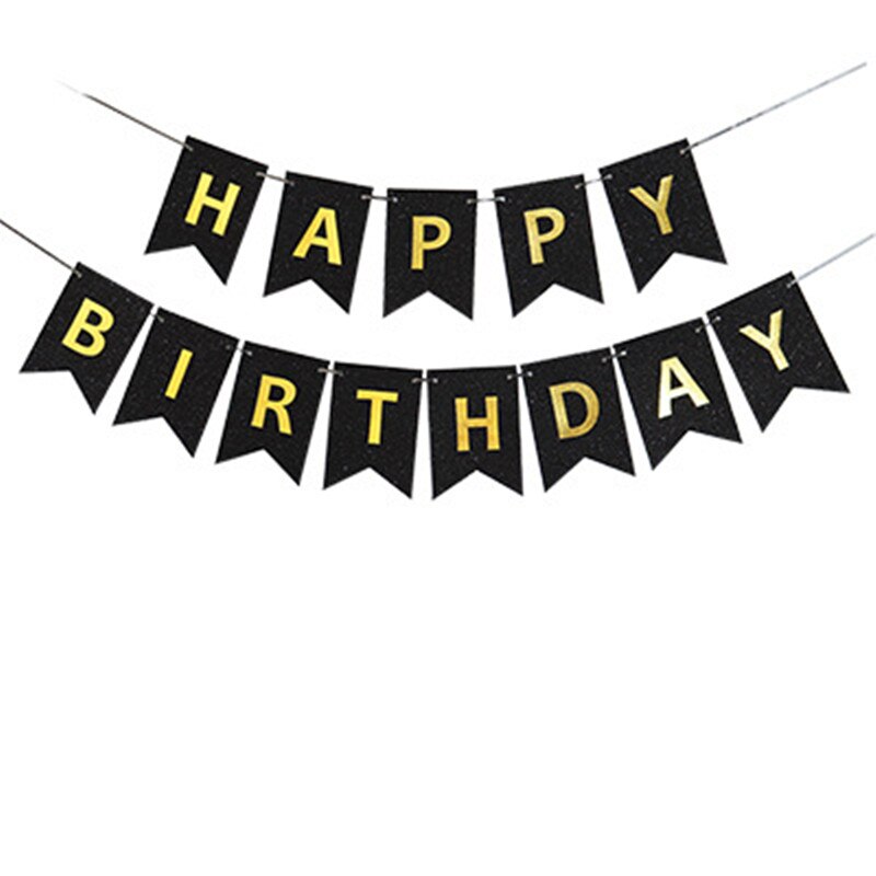 Gelukkige Verjaardag Brief Glitter Papier Banner Pull Vlag Kinderen Dag Party Party Baby Shower Decoratie